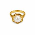 24K Floral Pearl Ring