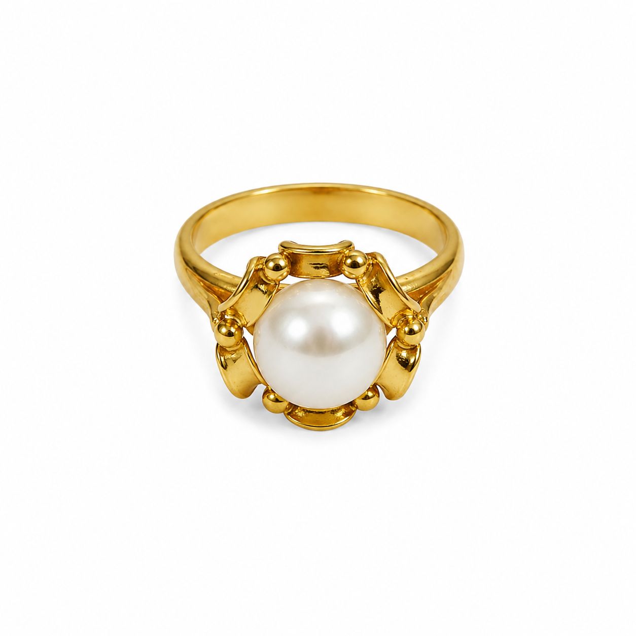 24K Floral Pearl Ring