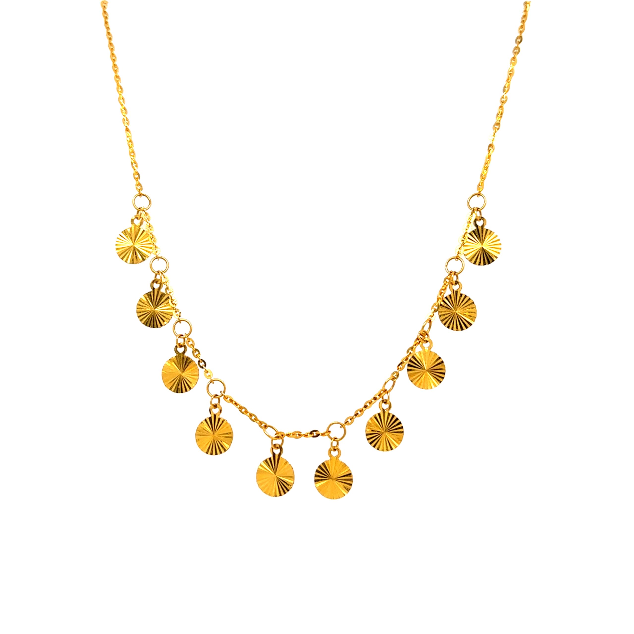 22k Mini Diamond Cut Coin Necklace