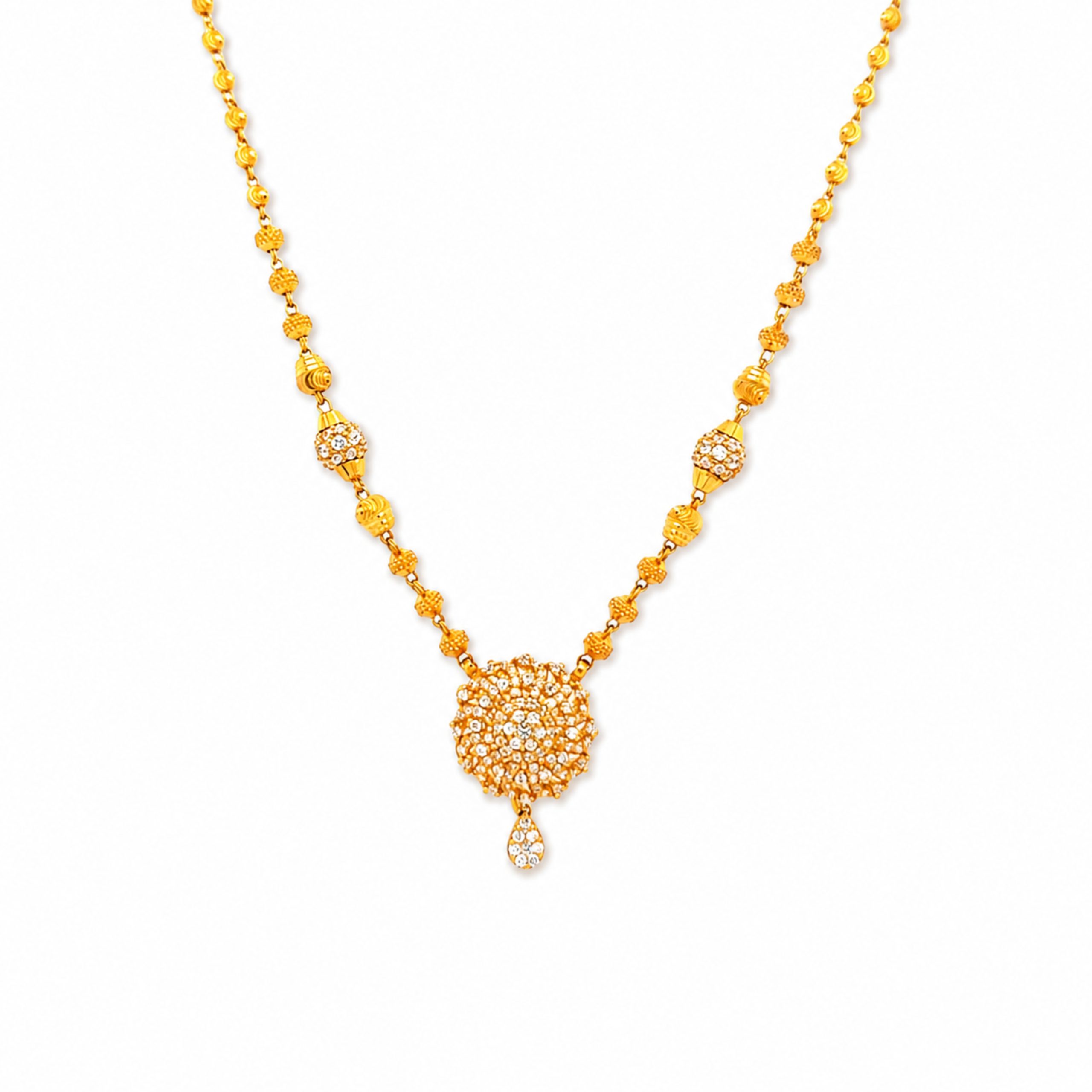 22k Mini American Stone Ball Necklace