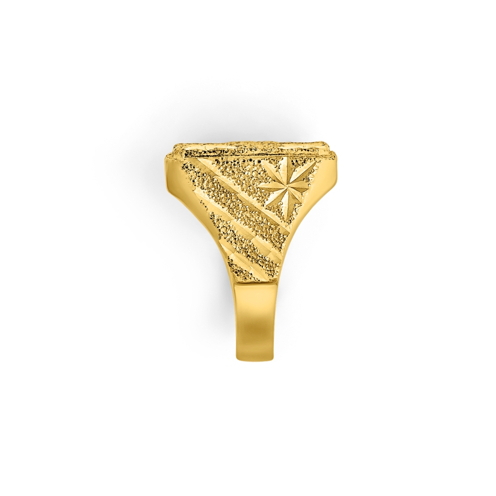 22K Men's Flower Carved Ring