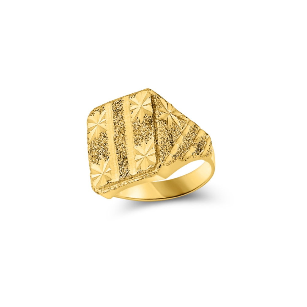 22K Men's Flower Carved Ring