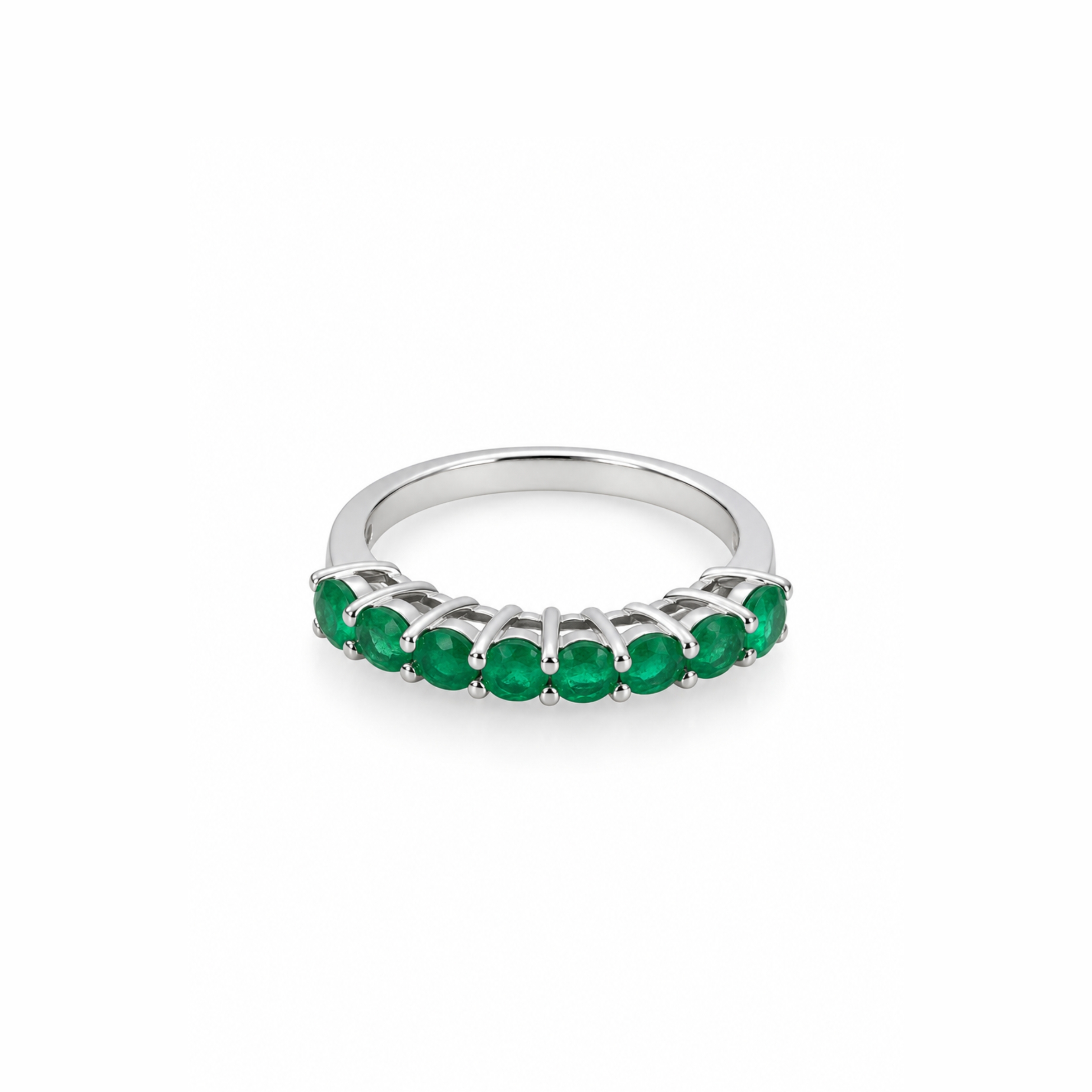 14K Emerald Raised Band Ring