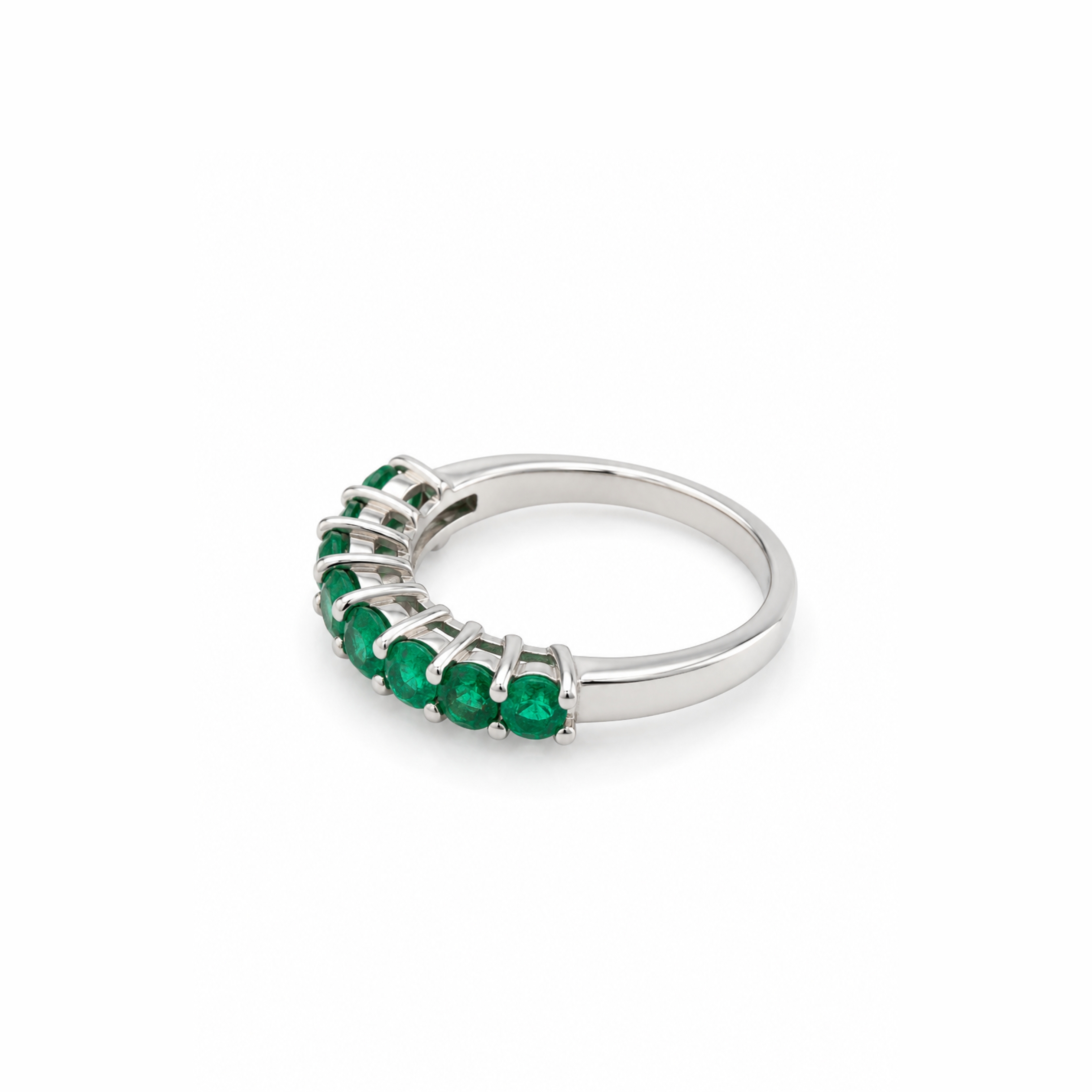 14K Emerald Raised Band Ring