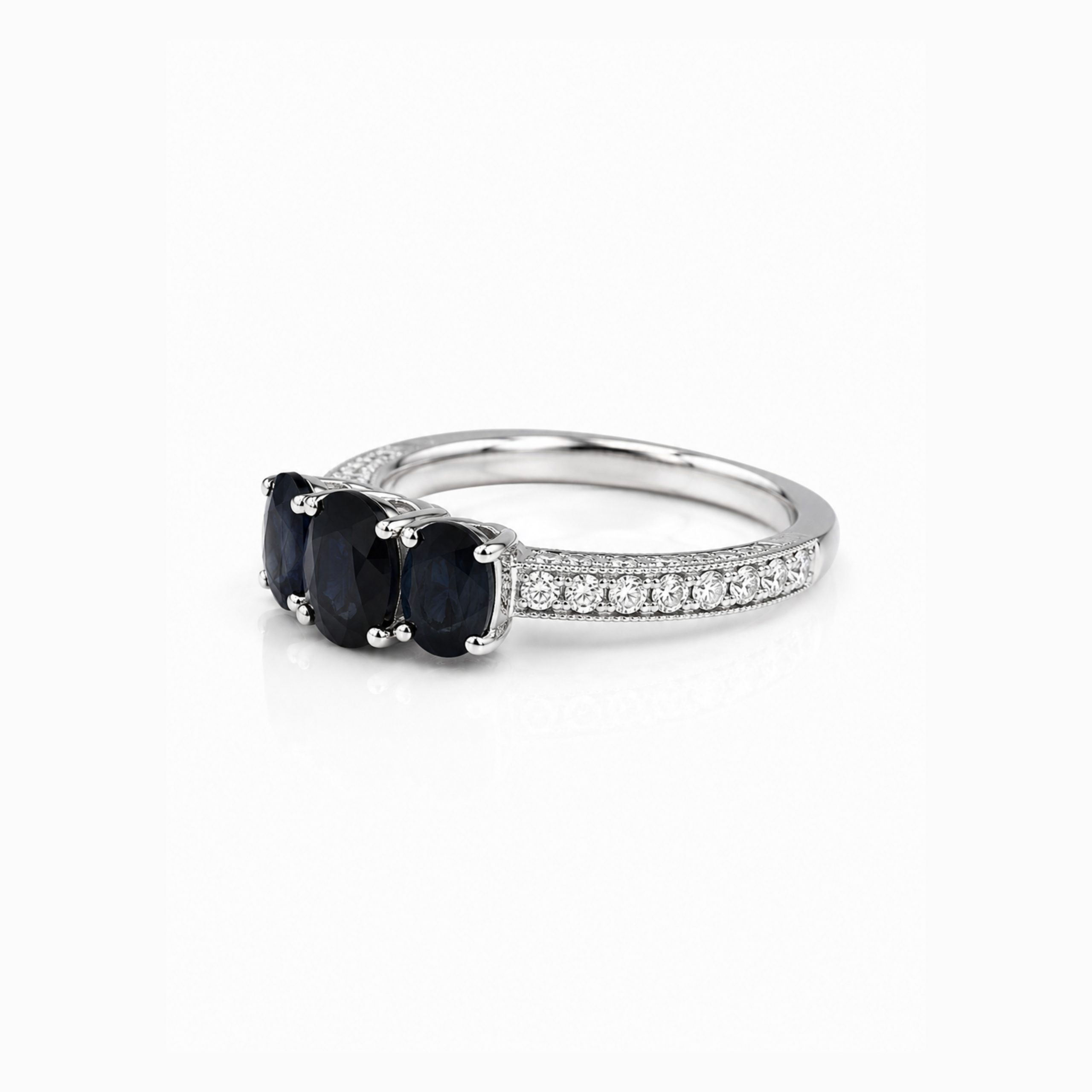 14K Blue Sapphire Diamond Ring