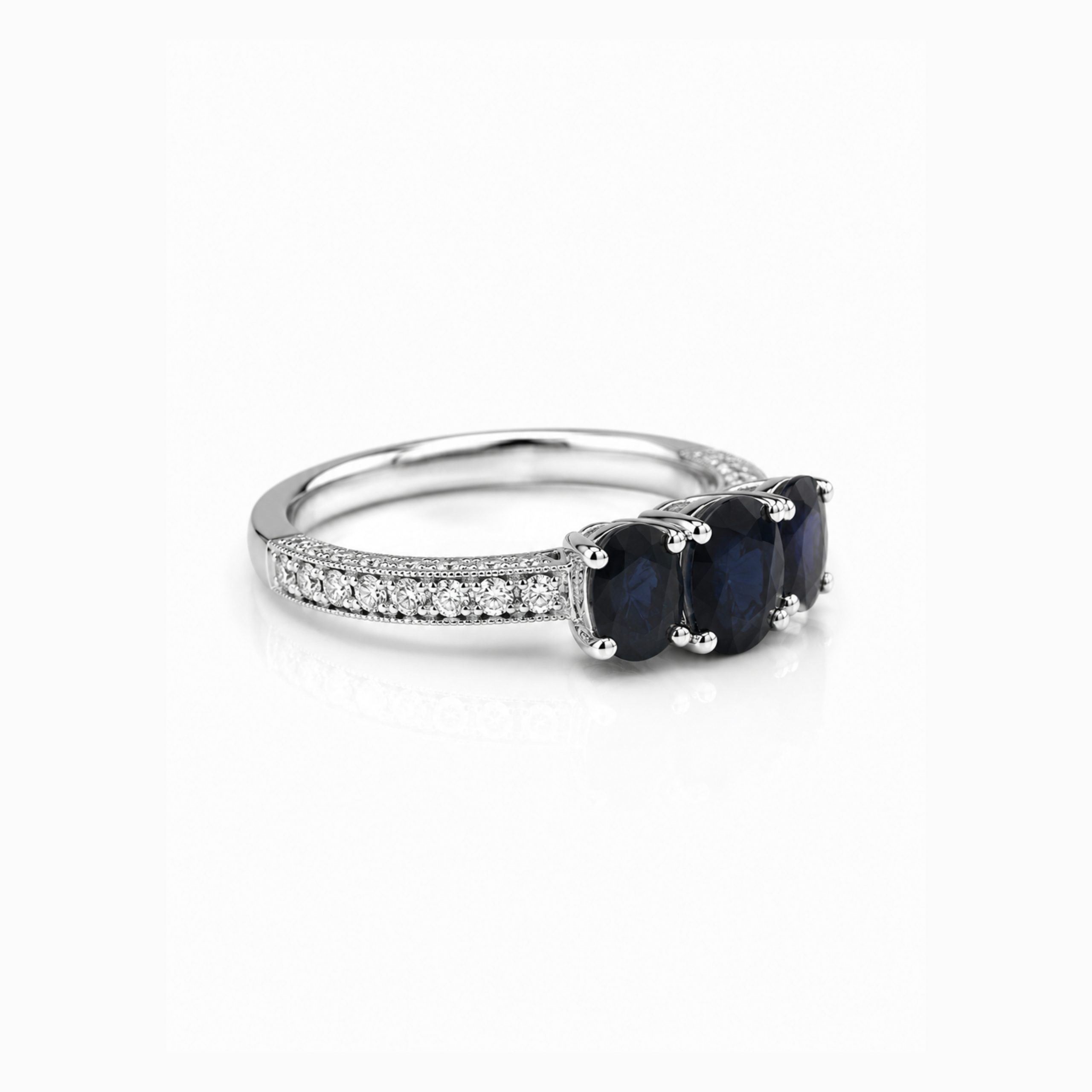 14K Blue Sapphire Diamond Ring