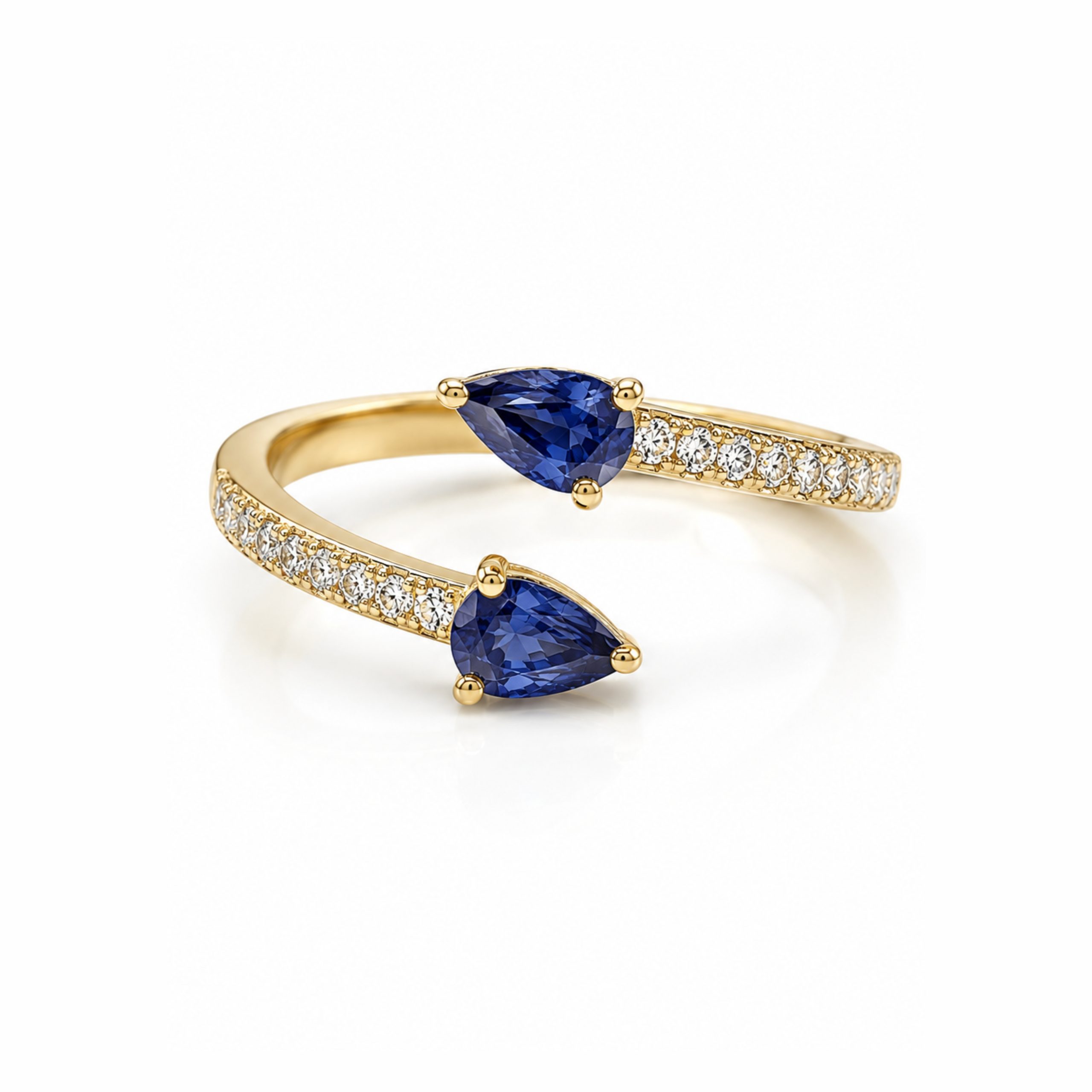 14K YG Blue Sapphire Diamond Ring
