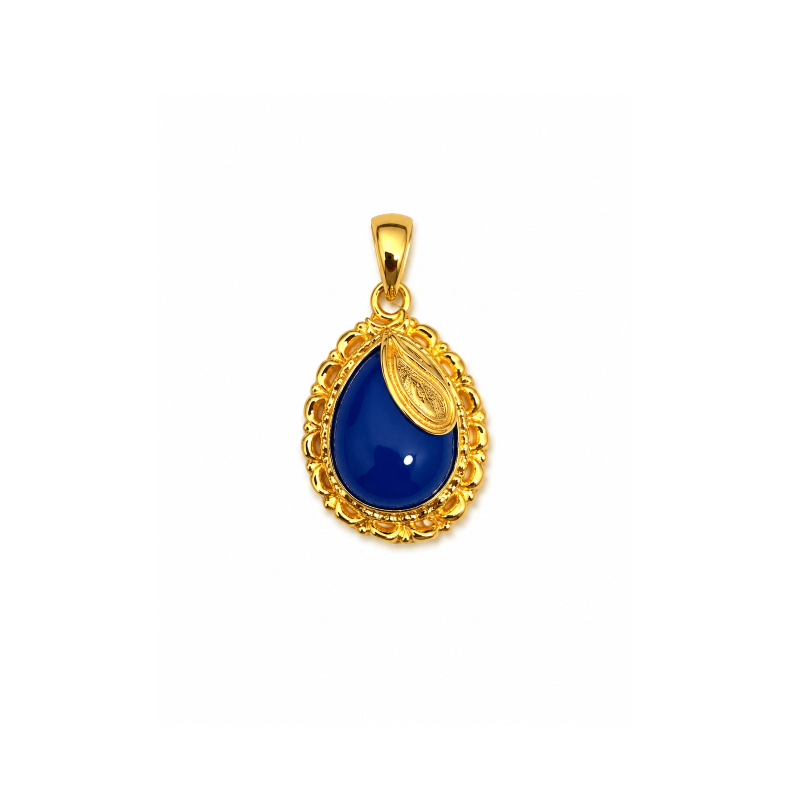 24K Handmade Blue Stone Pendant