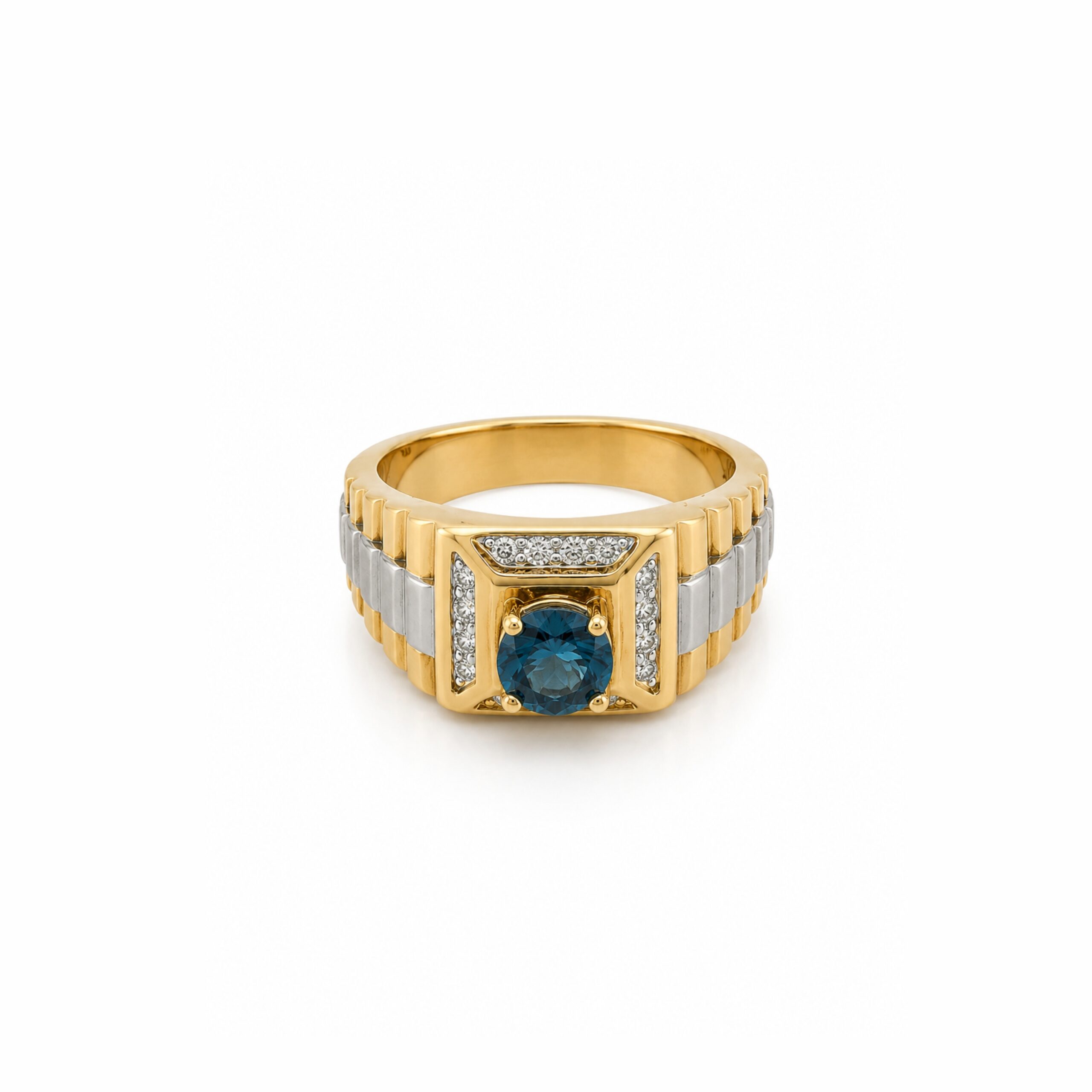 14K Blue Diamond Men's Ring