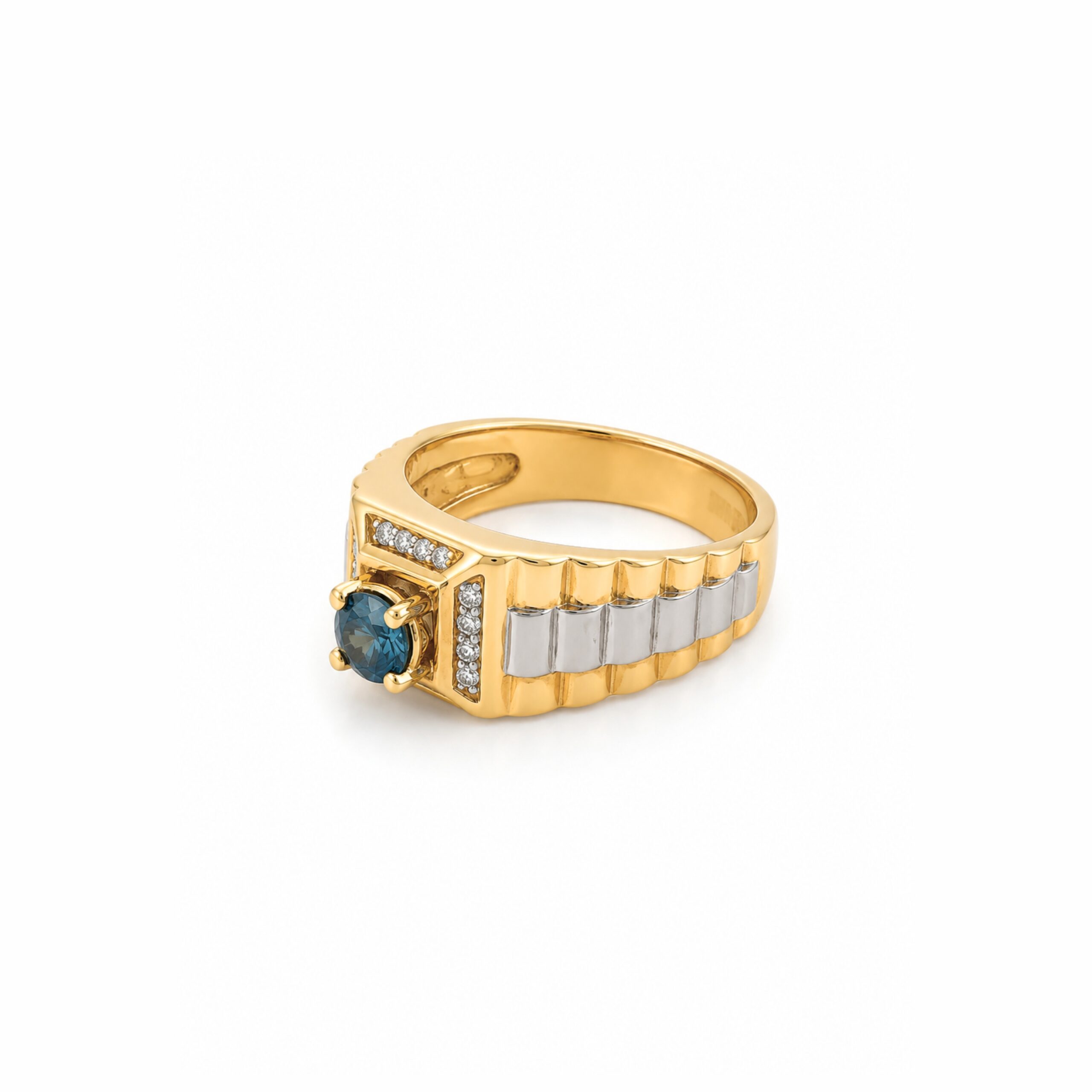 14K Blue Diamond Men's Ring