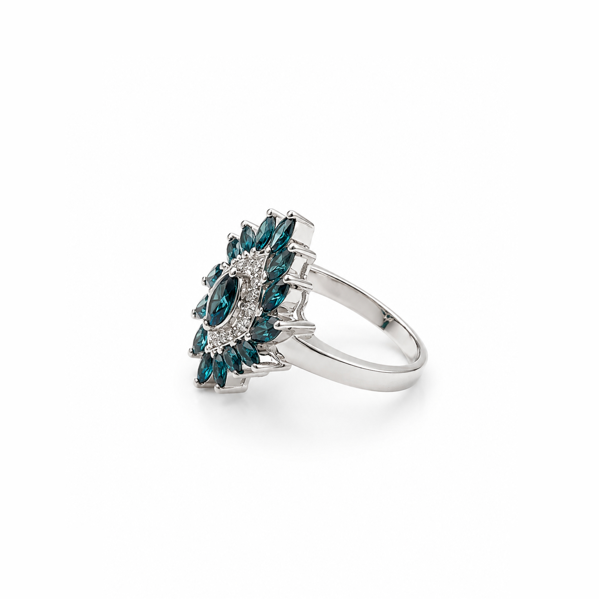 14K Blue Diamond Ring