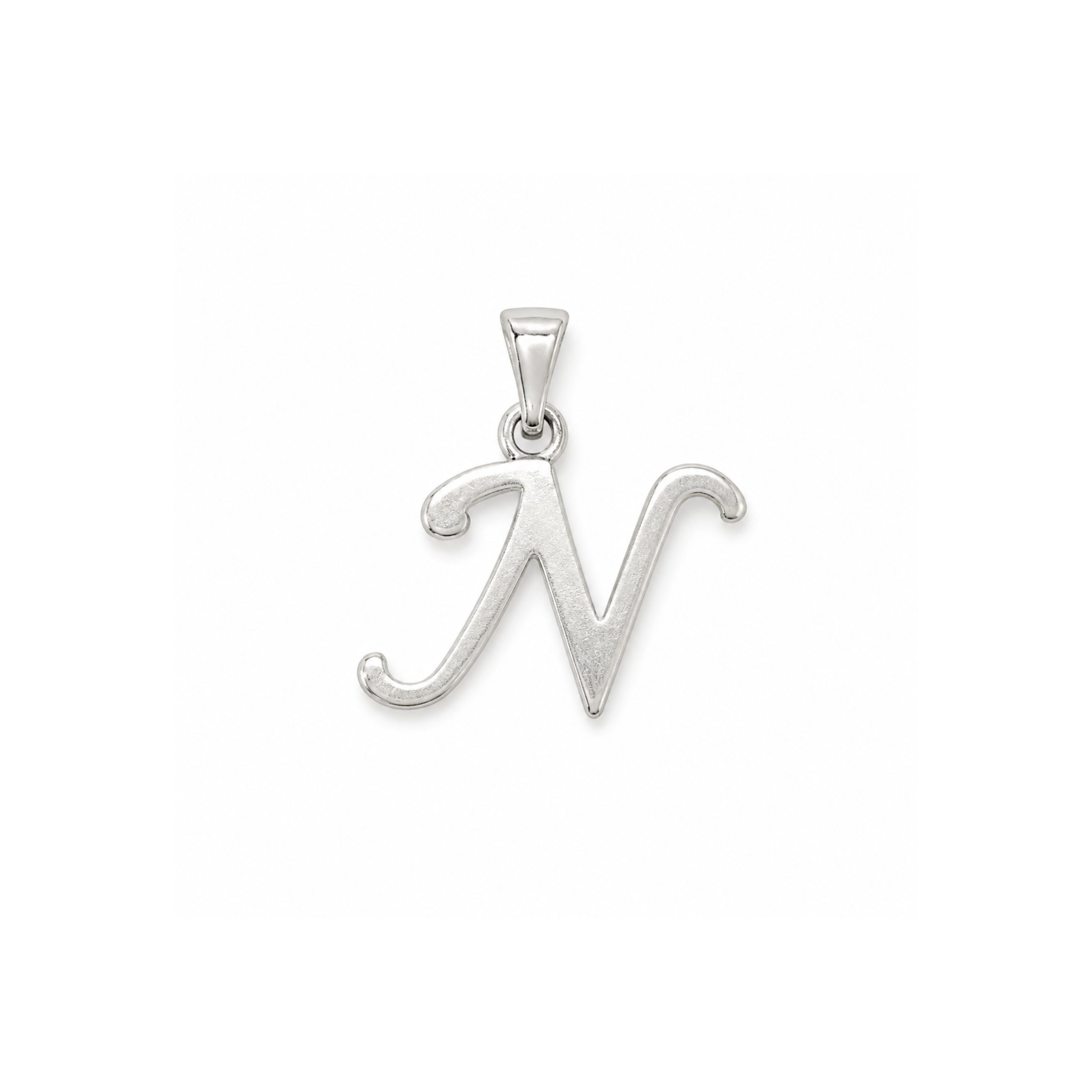 Silver Initial Pendant "N"