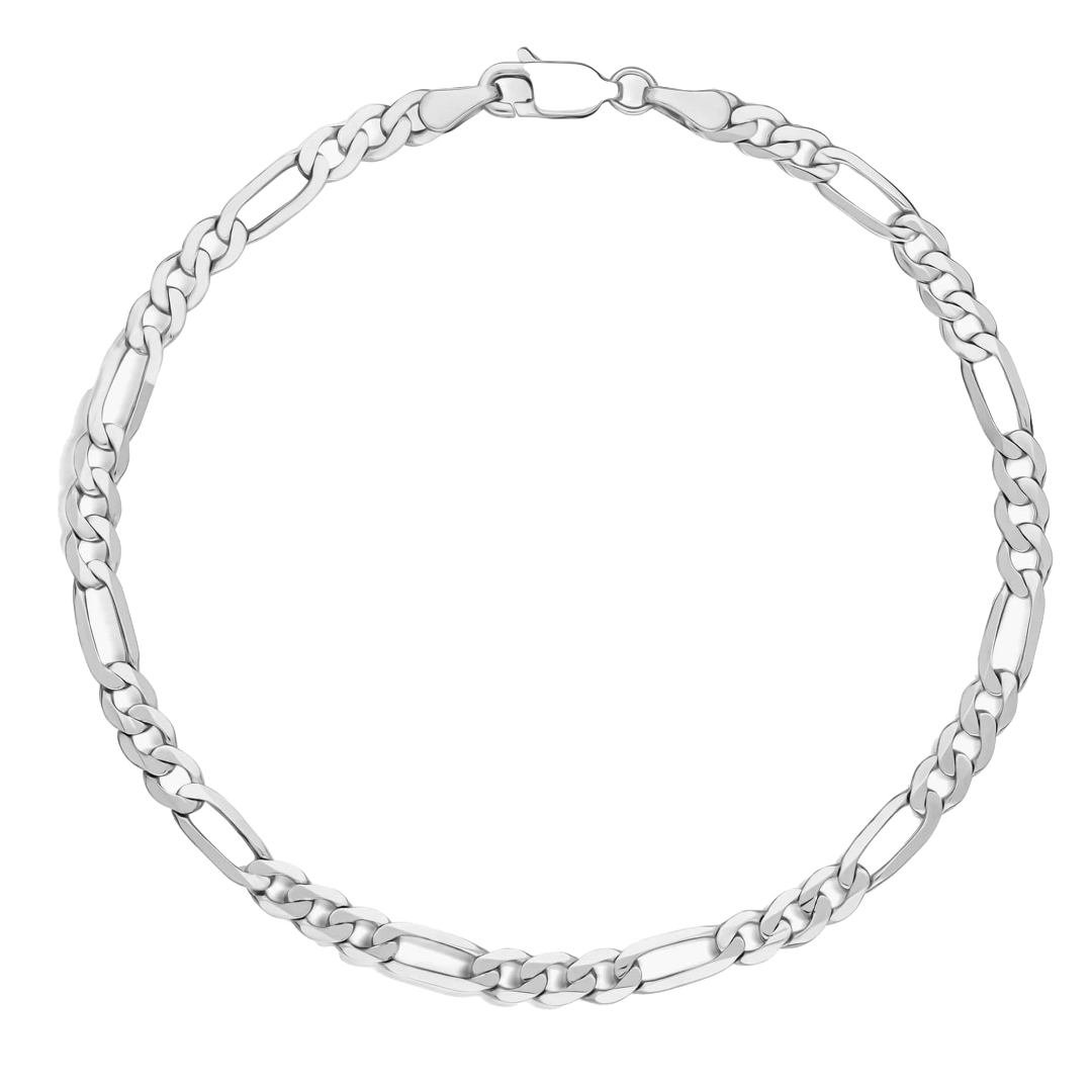 Silver Classic Figaro Link Bracelet (Wide)