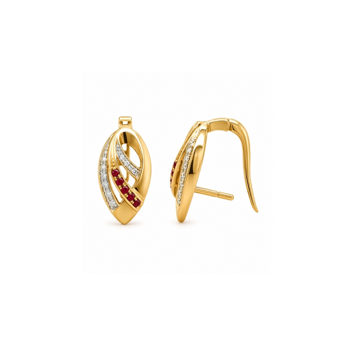 14K YG Ruby Earring