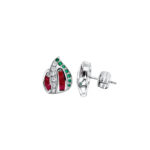 14KWG Ruby CZ Earring