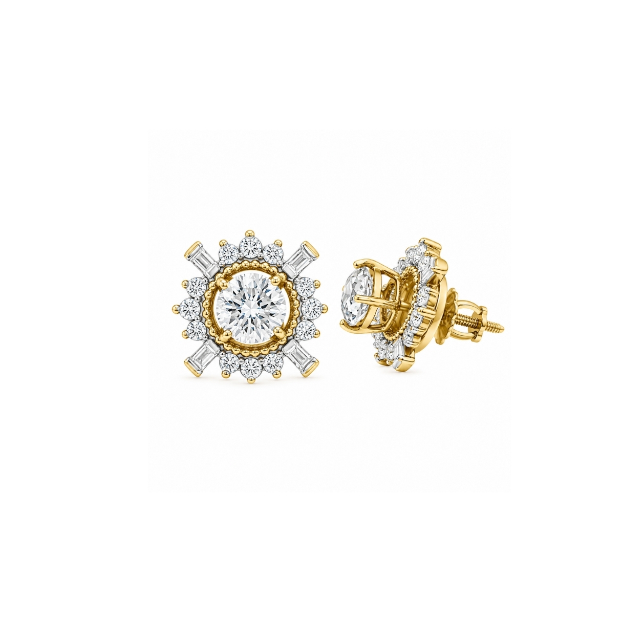 14K YG Stud with Earring Jacket
