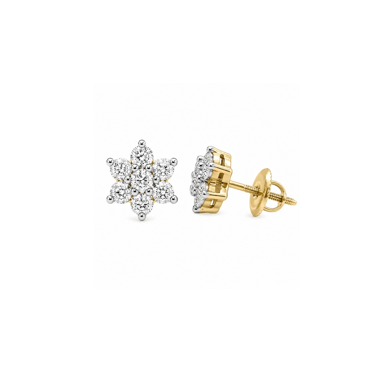 14K Diamond Flower Earring