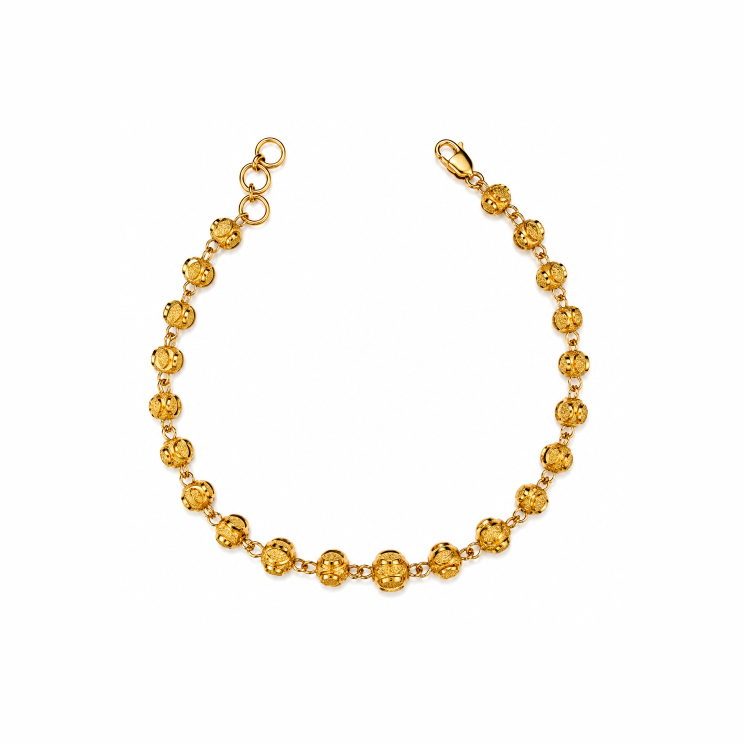 22K Custom Length Ball Bracelet