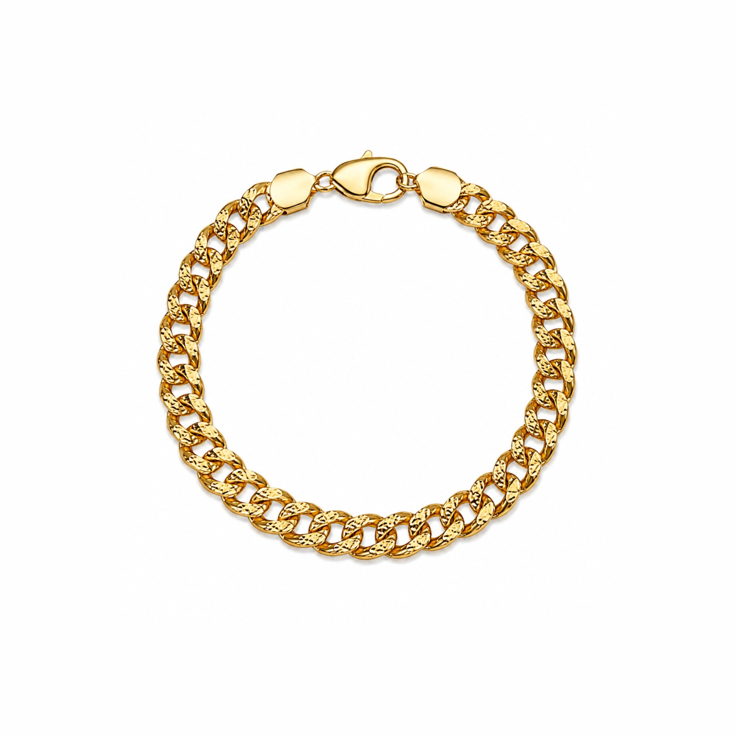 22K Diamond Cut single link bracelet