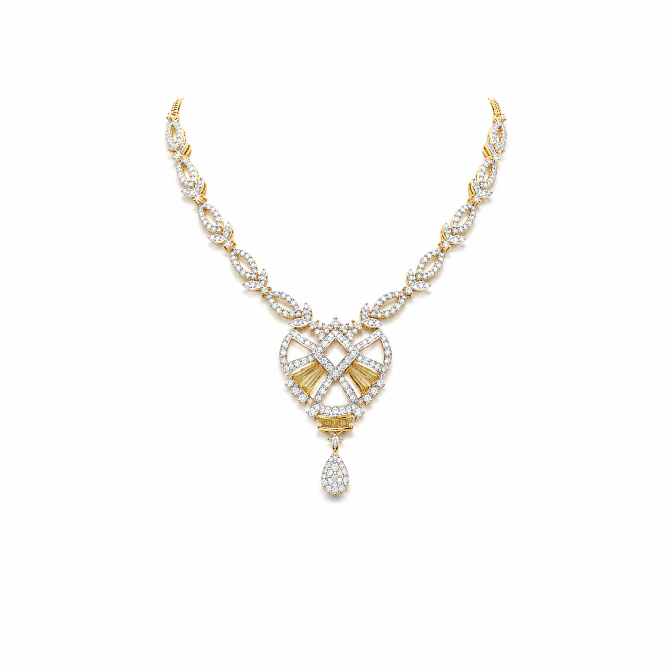 14K-18K Diamond Ribbon Necklace