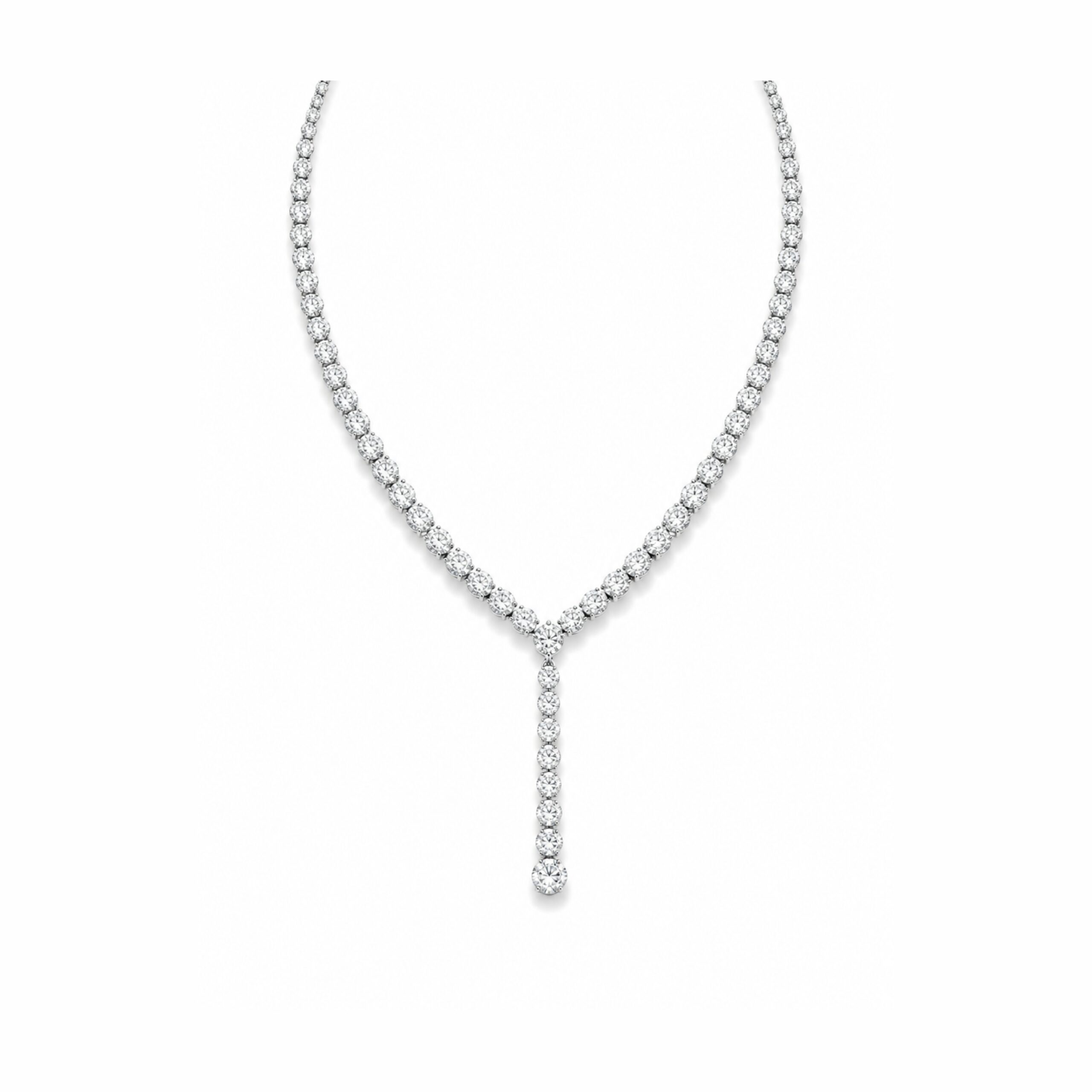 14K White Tennis Knot Necklace
