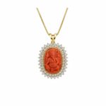 18K Coral Ganesh Pendant