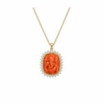 18K Coral Ganesh Pendant