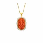 14K Coral Ganesh Pendant